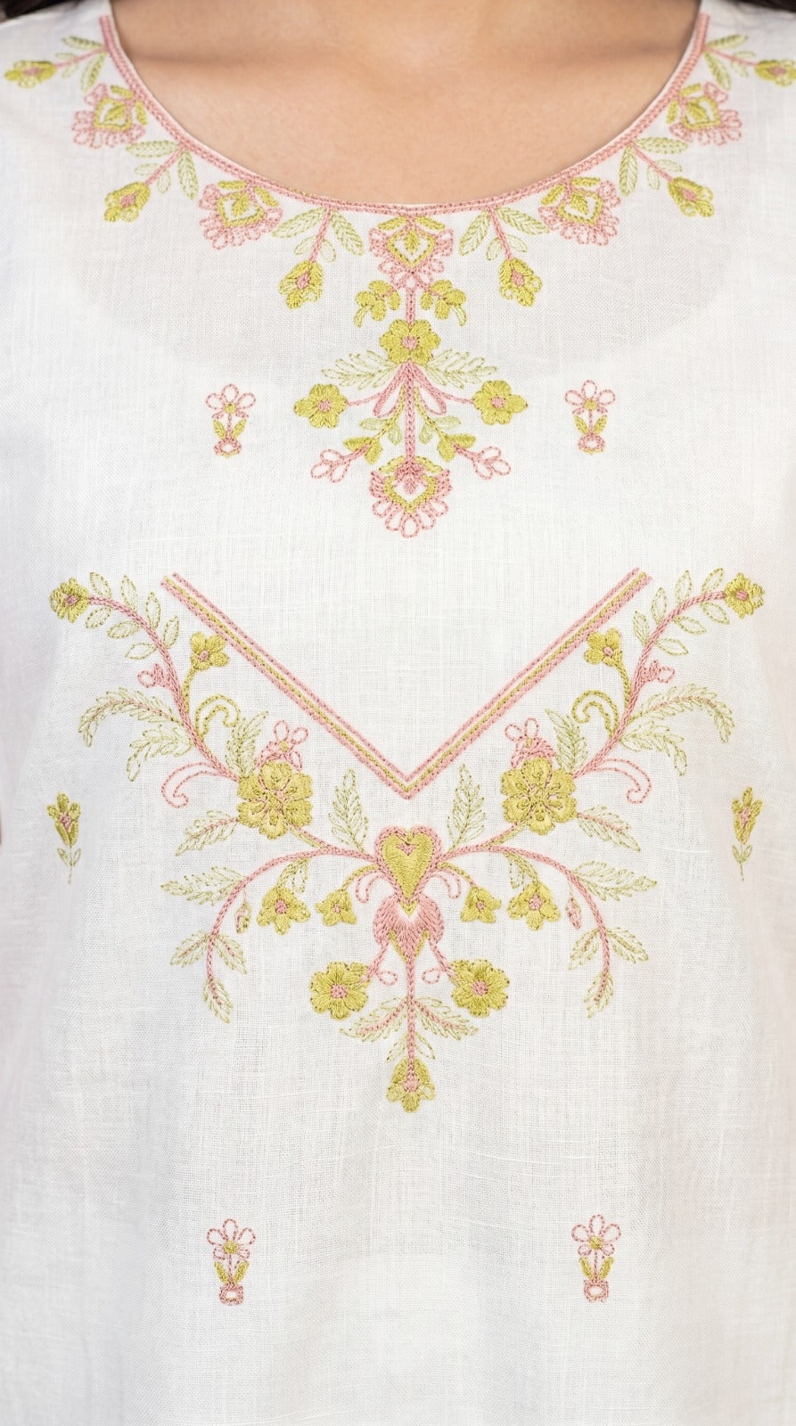White Embroidered 2-Piece Lawn Co-Ord Set