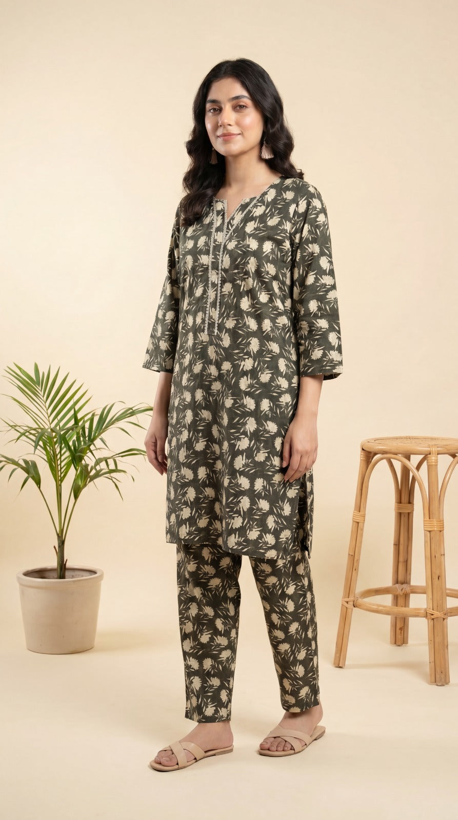 Leaf Green Embroidered 2-Piece Lawn Co-Ord Set