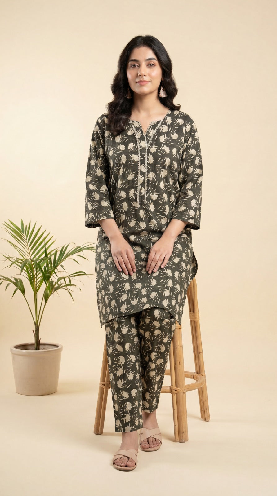 Leaf Green Embroidered 2-Piece Lawn Co-Ord Set