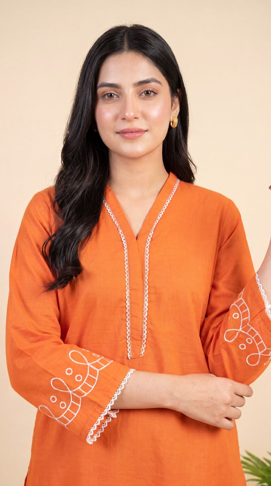 Rust Embroidered 2-Piece Lawn Co-Ord Set