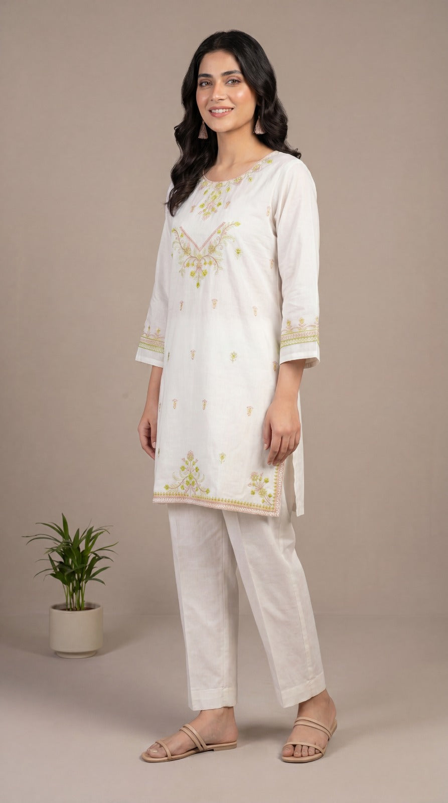 White Embroidered 2-Piece Lawn Co-Ord Set
