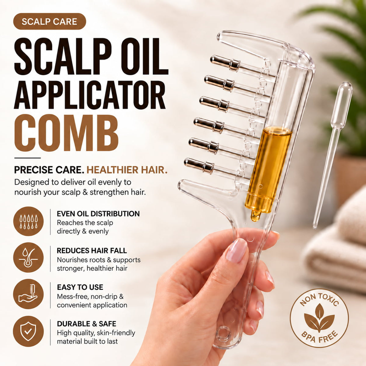 Scalp Oil Applicator Comb – Precision Hair Oiling Comb